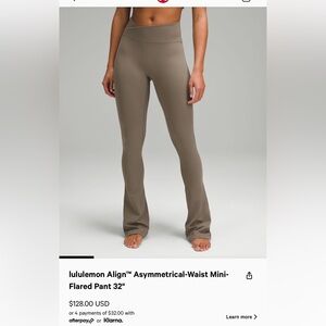 lululemon align asymmetrical waist mini flared pant 32 inch